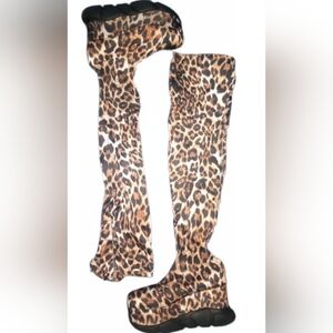 LEMON DROP "The Wild One" Leopard Print Women's Combat Boots